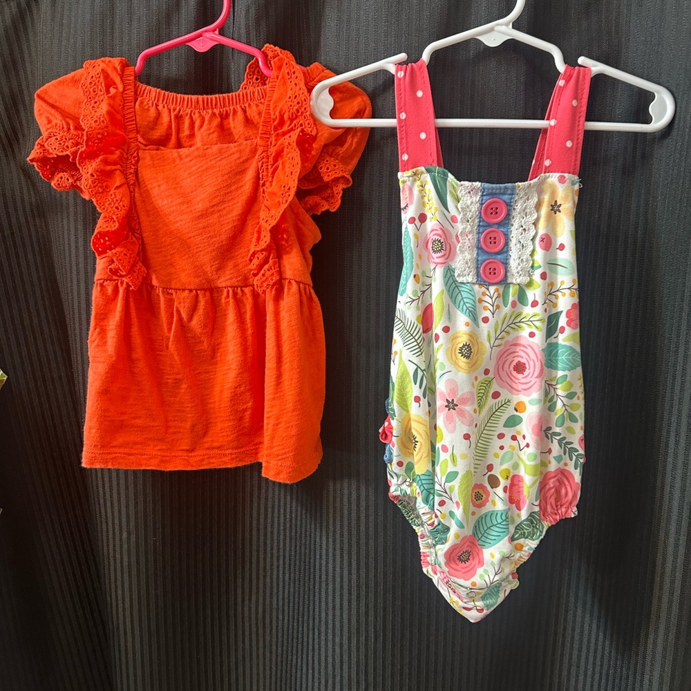 Carter's Red matching set  and Floral Kids One Pieces